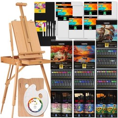 Art Painting Kit 96 Acrylic Watercolor Oil Beech Wood French Easel VISWIN Adults