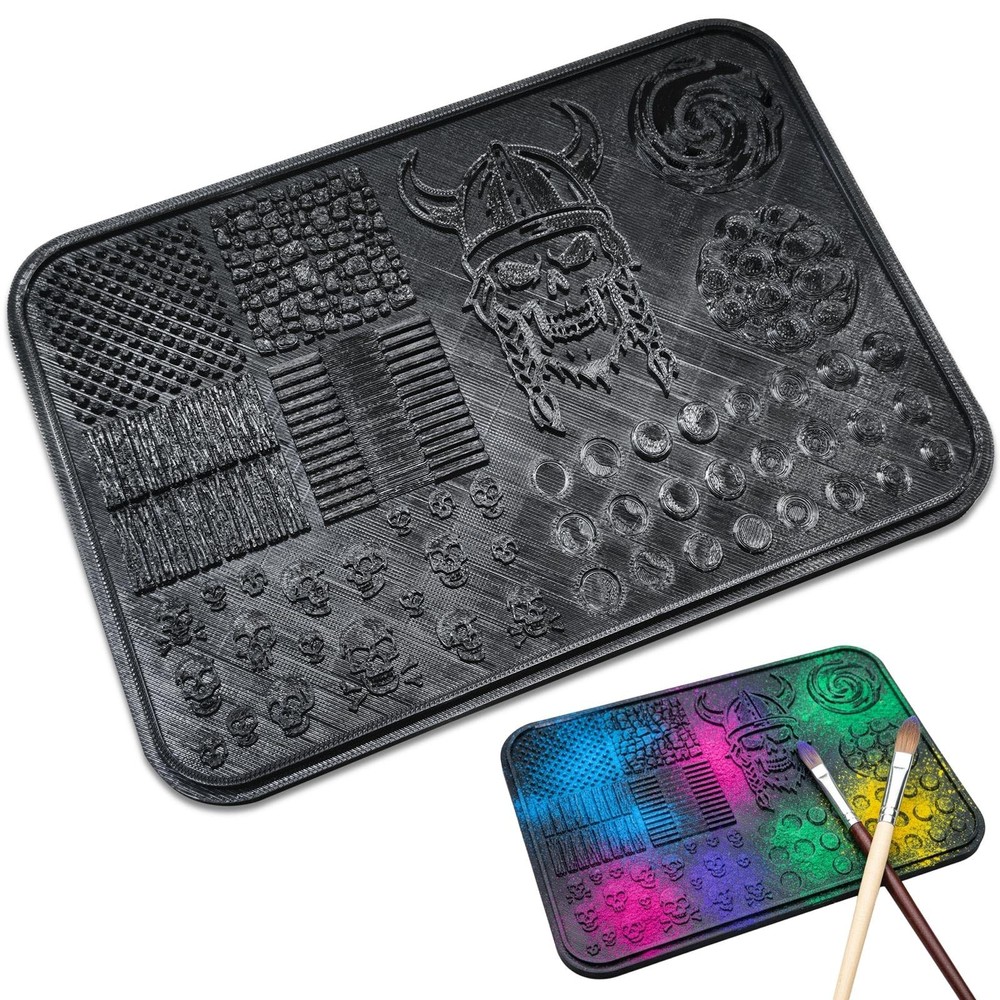 Miniature Painting Dry Brush Palette 7.9 x 5.5 Inch Black Texture Palette