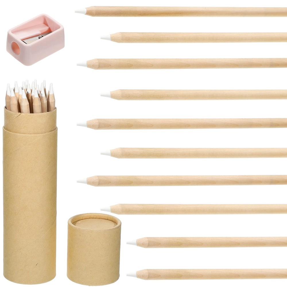 Tenare 10 Pieces Wooden White Chalk Pencils With Sharpener A