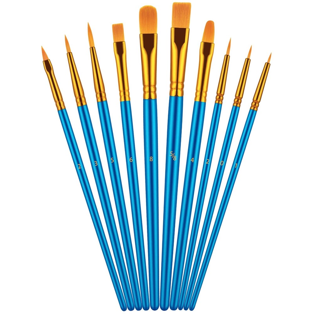 10 Pack Paint Brushes Set for Acrylic Oil Watercolor Face Nail Body Art