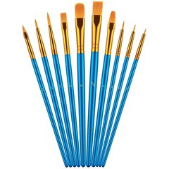 10 Pack Paint Brushes Set for Acrylic Oil Watercolor Face Nail Body Art