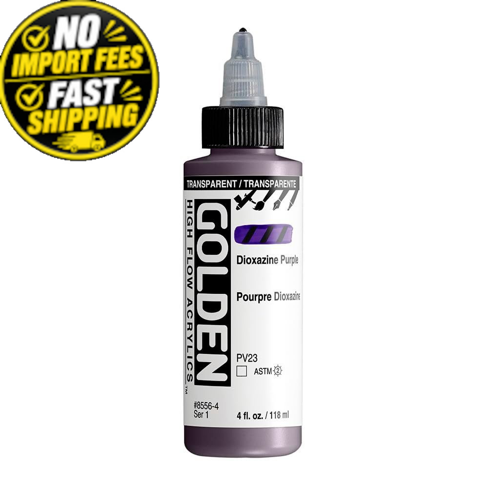 GOLDEN High Flow Acrylics, 4 Fl Oz (Pack of 1), Transparent Dioxazine Purple