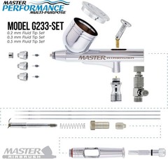 G233 Pro Set with 3 Nozzle Sets and Air Hose Dual-Action Gravity Feed Airbrush