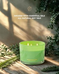 96NORTH Luxury Eucalyptus & Sage Soy Candle | Large 3 Wick 3 Jar, Grün