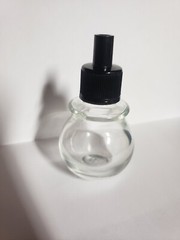 Round Clear Glass Bottle W Blk plastic twist off cap 1oz thick Essential Oils