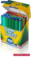 Crayola Super Tips Marker Set (100ct), Fine Point Washable Markers, Drawing Mark
