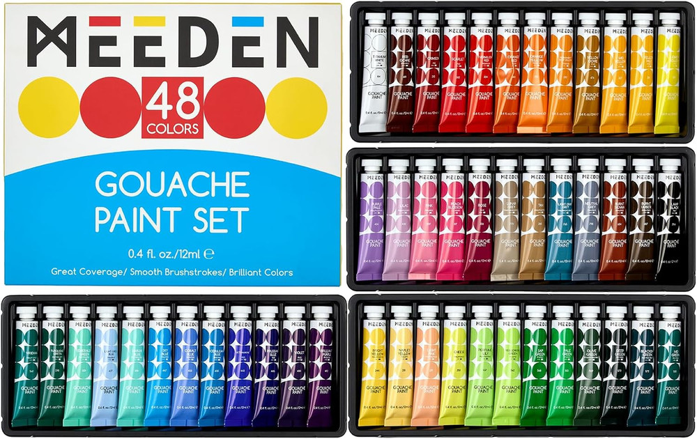Gouache Paint Tube Set – 48 X 12Ml (0.4 Oz) Colors Art Paint Supplies for Artist