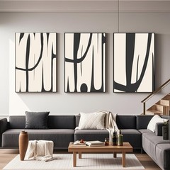VARUFLY Black and White Abstract Wall Art for Living Room, Framed Canvas Pict…