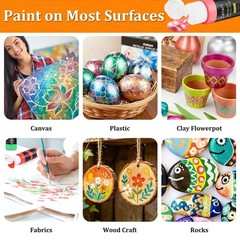 24 Metallic Acrylic Paint Set with 12 Brushes | Non-Toxic Rich Pigments for Art,