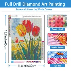 TYPUSOK Tulip Diamond Art Kits for 12X16 IN【Full Tools&Accessories】, Flower-2