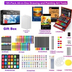 iBayam Deluxe Art Set, 195-Pack Artist Gift Box, Arts and Crafts Drawing Paintin