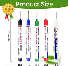 Long Head Deep Hole Marker Pens 15PCS Long Nib Marker 20Mm Quick Dry