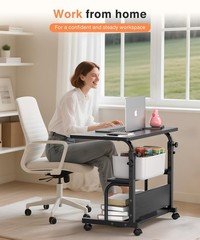Portable Rolling Desk on Wheels Adjustable Height Desks for Small Spaces, 32″…