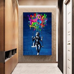 Framed Banksy Street Graffiti Wall Art Decor Large Abstract Pictures Canvas P…