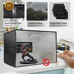 16.6in Airbrush Spray Booth Foldable LED Turntable Dual Exhaust Fan Paint Kit