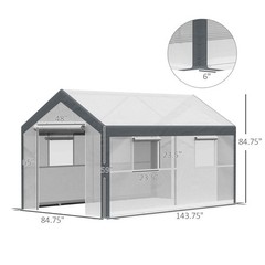 Outsunny 12 L x 7 W x 7 H Walk-in Outdoor Tunnel Greenhouse, PE Cover, Steel 2 4