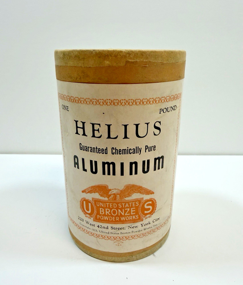 VINTAGE UNITED STATES BRONZE PWDR WORKS Helius Aluminum 1 LB Sealed Cardboard