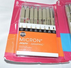 (3) Sakura Pigma Micron Pens Fine Line Drawing 8 Color & Black Set Archival ink