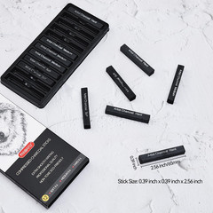 Compressed Charcoal Sticks, 12 Pieces (Soft, Medium, Hard) Square Vine Charco…