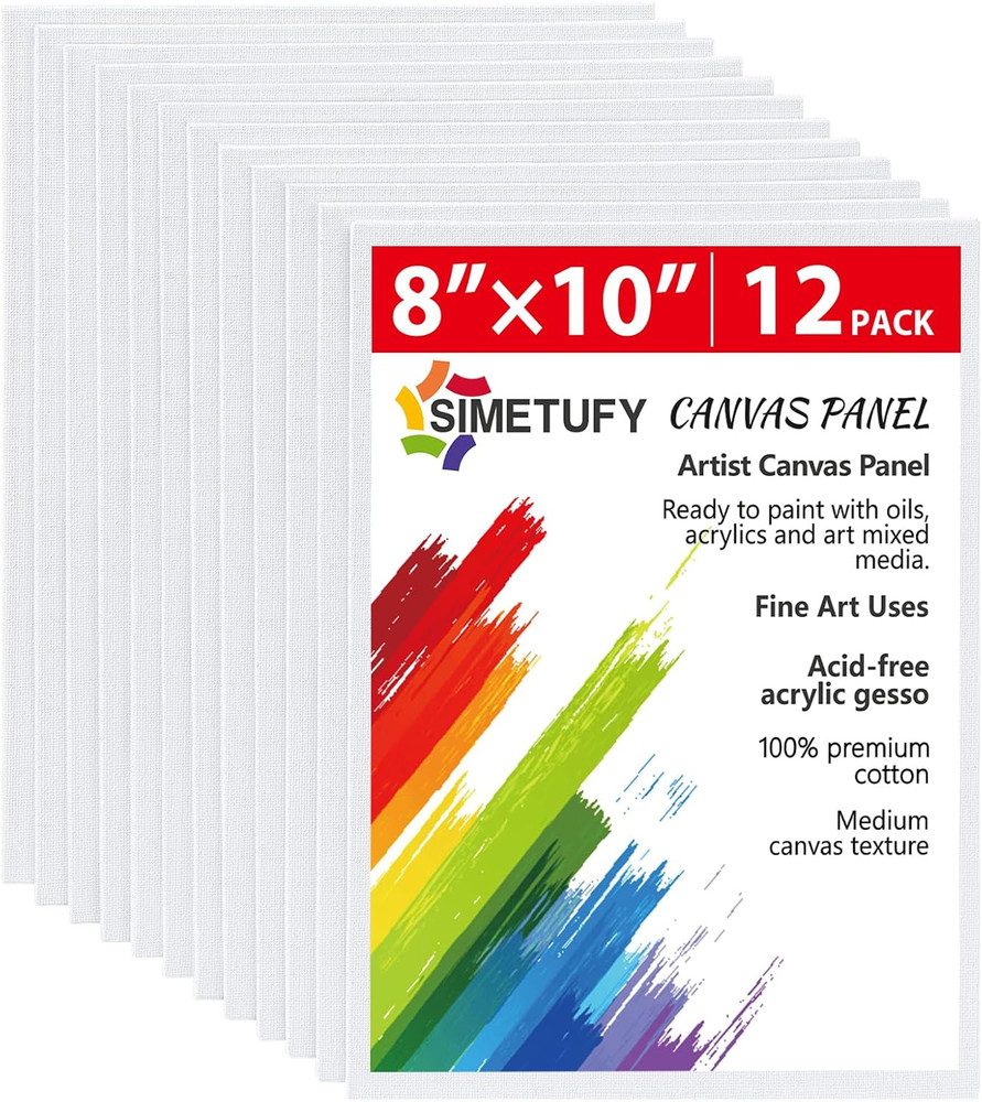 12 Pack 8X10 Canvas Boards for Painting, Gesso Prime for Acrylic Oil Watercolor