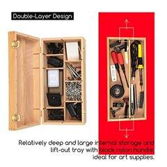 Sturdy Wood Tool Box: Beechwood Portable Art Supply Organizer – Artist Large