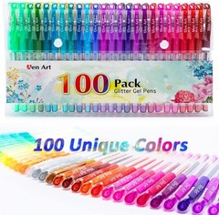 Vibrant Glitter Gel Pens Set – 100 Colors, Non-Toxic, Perfect for Adult Coloring