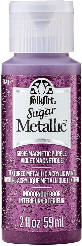 Sugar Metallic Acrylic Craft Paint, Magnetic Purple 2 Fl Oz Textured Paint for I