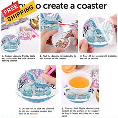 LWZAYS Diamond Painting Coasters 3.8 x x 0.1 inches, 8PBD-D10-Cartoon2