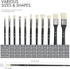 ARTIFY 11 Pieces Professional Artist Paint Brush Set Natural Hog Bristle Brushes