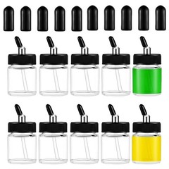 10PCS 22CC Airbrush Glass Bottles with Jar Caps for Master, Iwata Dual Action