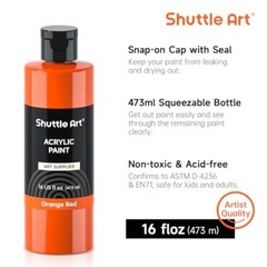 Shuttle Art Acrylic Paint, 15 Pack Acrylic Paint Large Bottle Set, 14+1 Colors