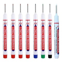 8Pcs Deep Hole Marker Pen Set 20mm Long Nib Waterproof Wood Metal Markers