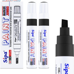 Jumbo Black Paint Markers Pens, 2 Pack Oil Based Chisel Tip Permanent Paint Pens