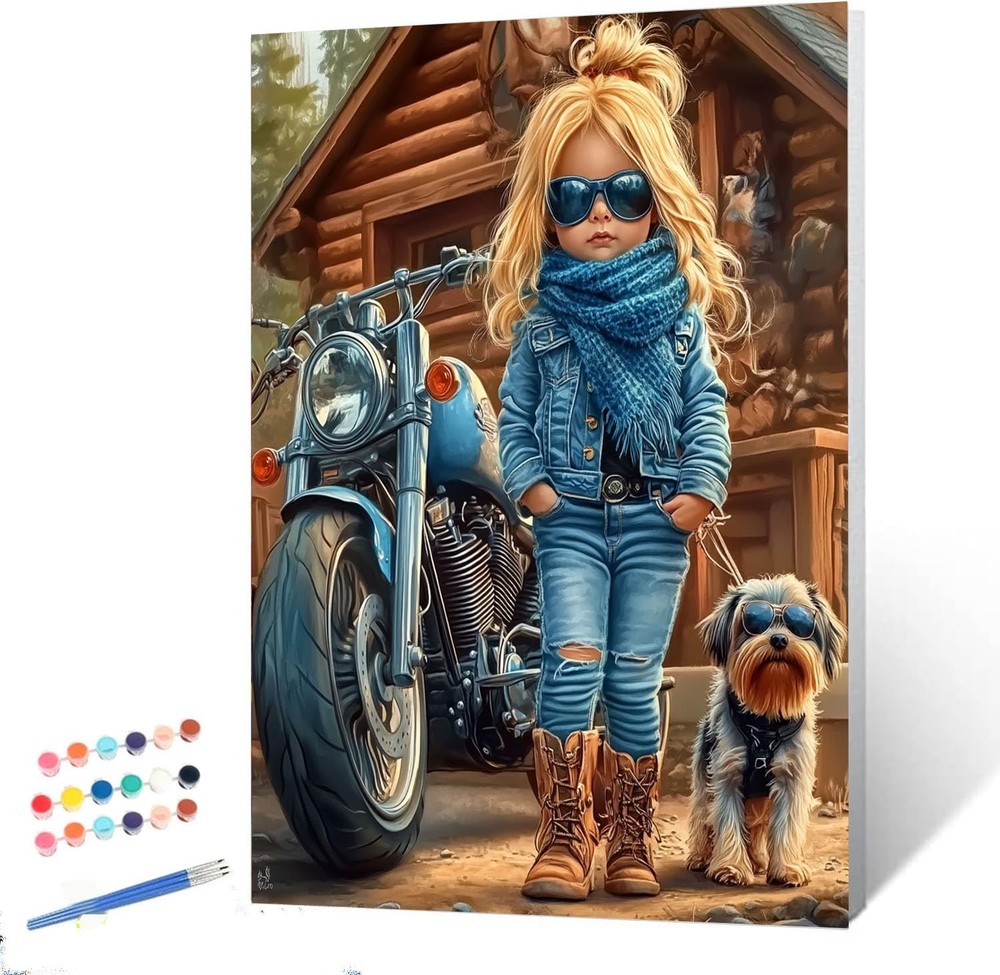 Girls Motorcycles Paint By Numbers Kit For Adults DIY Wall Art Decoration Art
