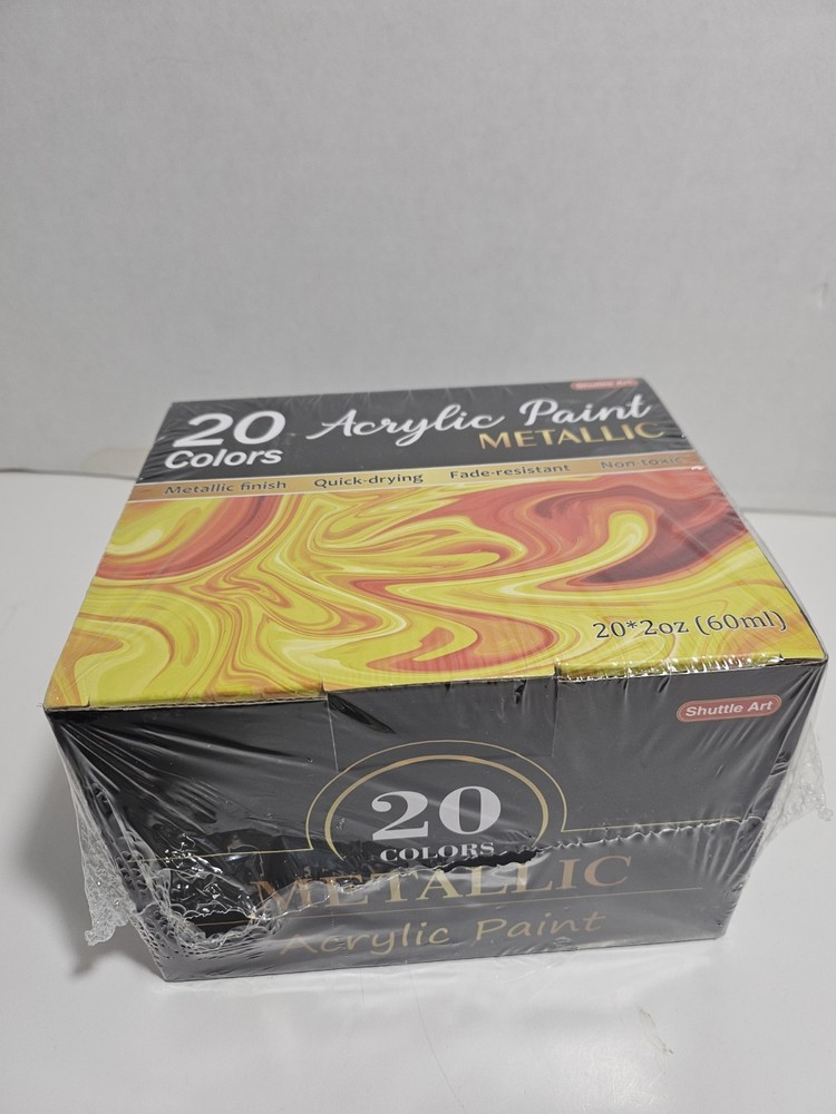 Shuttle Art Metallic Acrylic Paint Set 20 Colors Metallic Paint in Bottles