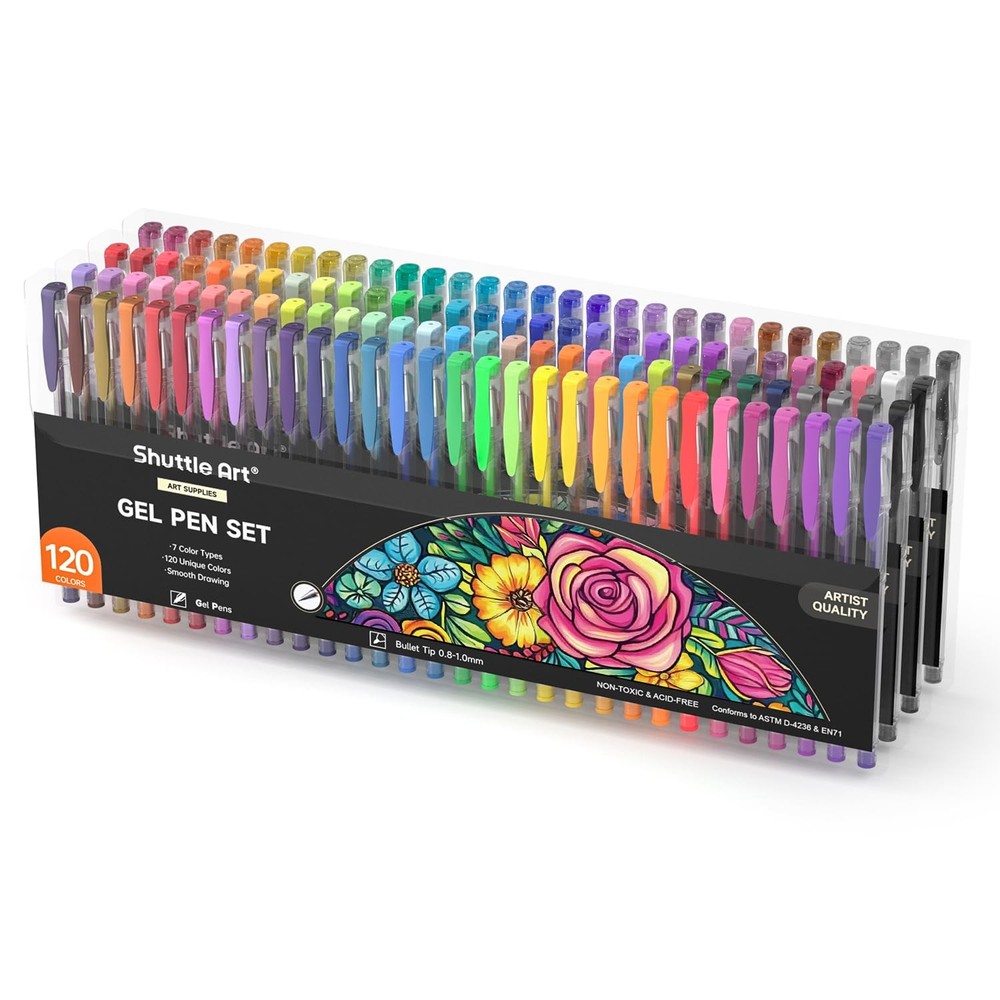 Shuttle Art 120 Unique Colors (No Duplicates) Gel 1 Count (Pack of 120), grey