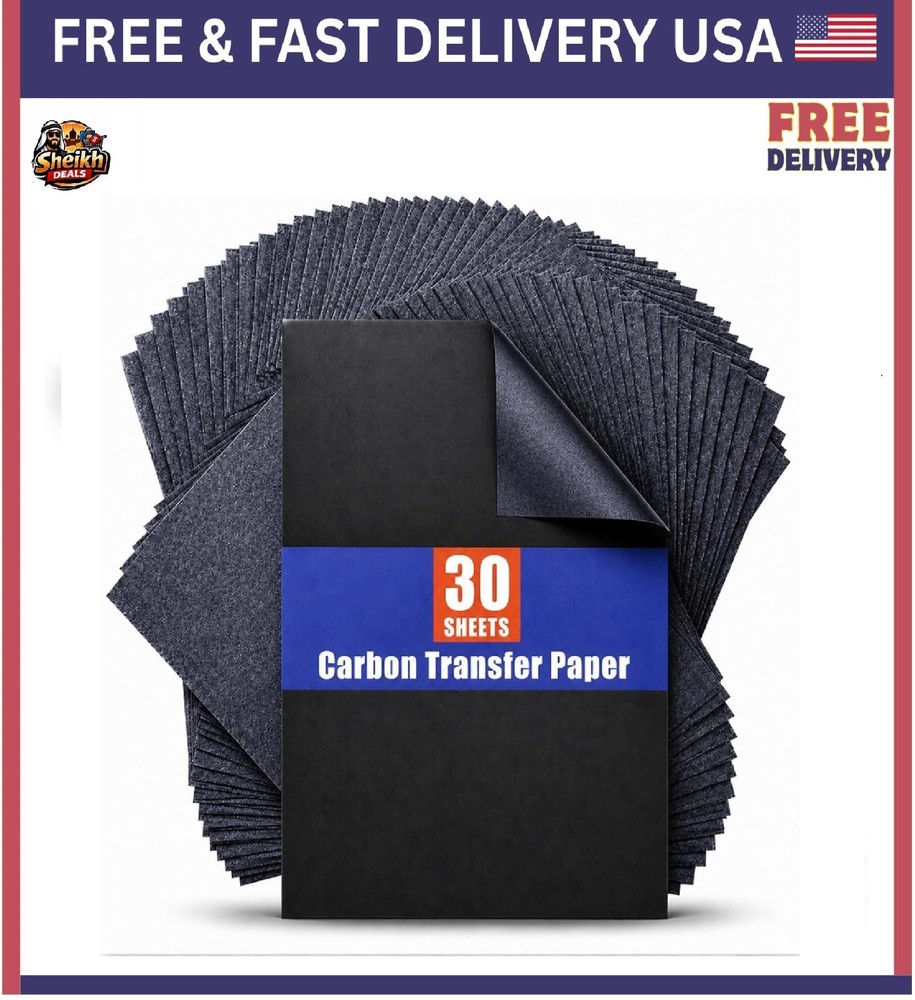 Carbon Paper for Tracing Graphite Transfer-Paper PSLER 30 Pcs Black Graphite US