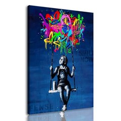 Framed Banksy Street Graffiti Wall Art Decor Large Abstract Pictures Canvas P…
