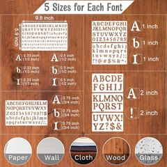 1/3, 1/2, 3/4, 1, 2 Inch Letter Stencils for 9.8 x 5.9 inches, white