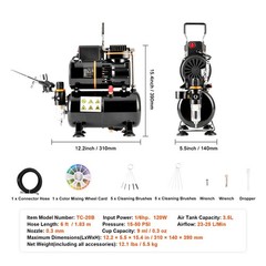 Uimoso Airbrush Kit Dual Fan Air Tank Compressor System Kit with 3.5L Air Tank