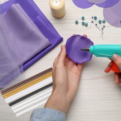 4×0.27 Inch Glitter Hot Glue Sticks, 8 Pcs Hot Glue Gun Sticks, Lake Blue