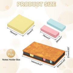 Leather Sticky Notes Holder, Post Notes Holder Box, Yellow