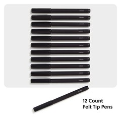 Midnight Black Felt Tip Pens Set Of 12 Bold Writing For Office And School