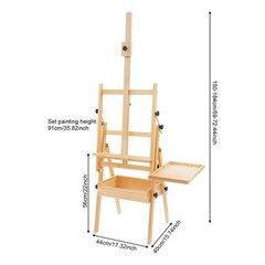 H-Frame Easel Foldable Holds Canvas Art up to 36″ Artists Easel w/ Storage Tray