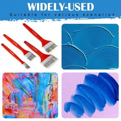 3 PCS Flat Paddle Paint Brush Set Long Handle Oil Acrylic 1/2/3 Inch