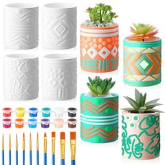 Set of 11 Paint Your Own Kit DIY Flower Pot Painting Includes 8 Pcs Unpainted…