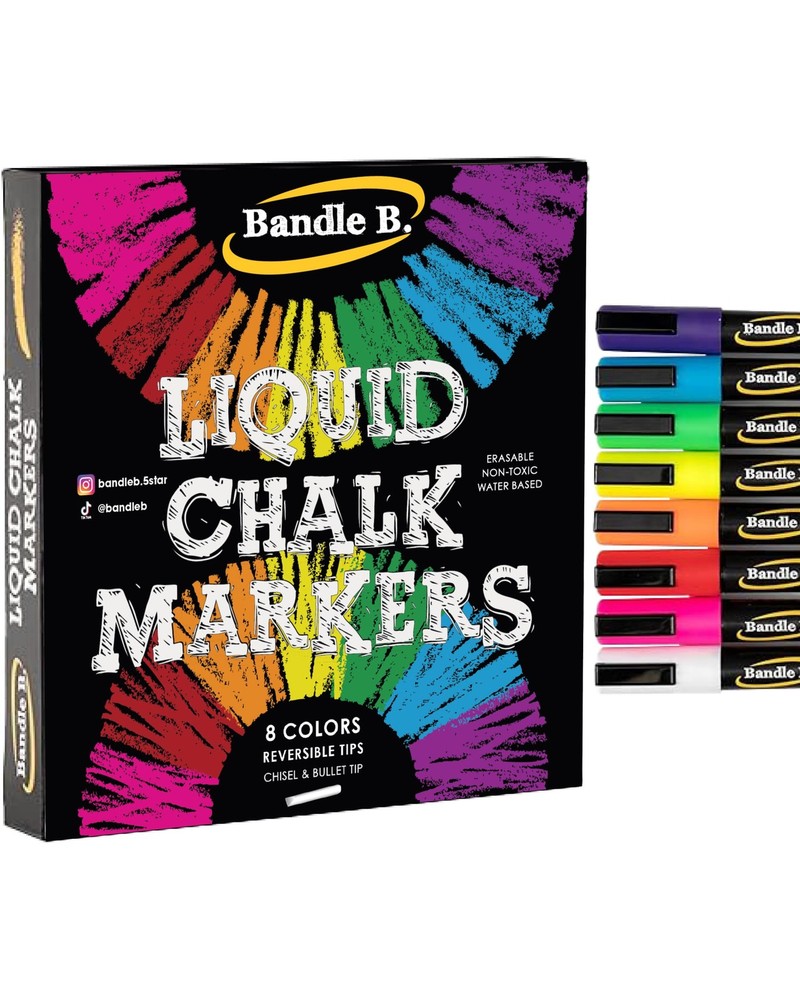 Bandle B. Chalk Markers – 8 Vibrant, 1 Count (Pack of 8), Vibrant 6mm