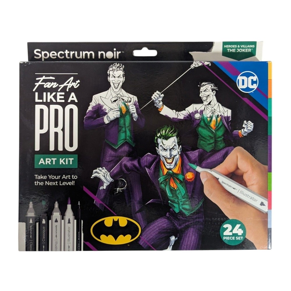 Spectrum Noir Batman Joker Art Kit – 24 Piece Set Includes Markers & Prints