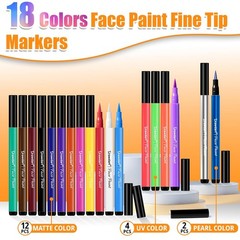 18 Colors Face Painting Markers – Water Resistant, Sweatproof, 18