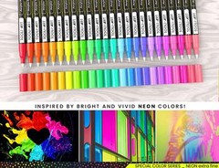 24 Neon Fluorescent Acrylic Paint Pens Markers Set 0.7mm (EXTRA FINE)